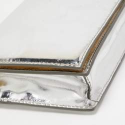 Diane von Furstenberg Silver Laminated Leather Flap Chain Bag