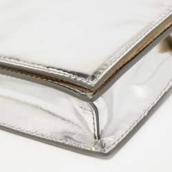 Diane von Furstenberg Silver Laminated Leather Flap Chain Bag
