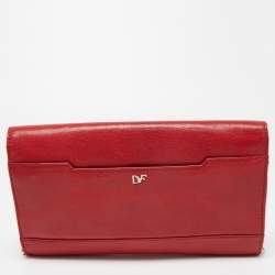 Pre Owned Diane Von Furstenberg Red Leather Flirty Lips Shoulder Bag