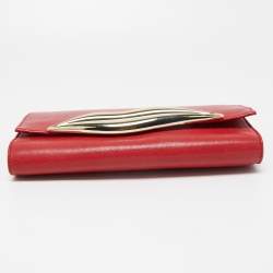 Pre Owned Diane Von Furstenberg Red Leather Flirty Lips Shoulder Bag