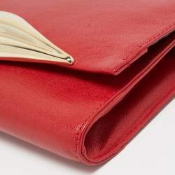 Pre Owned Diane Von Furstenberg Red Leather Flirty Lips Shoulder Bag