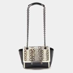 Diane Von Furstenberg Black/White Leather and Watersnake Highline Shoulder Bag