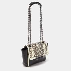 Diane Von Furstenberg Black/White Leather and Watersnake Highline Shoulder Bag
