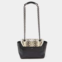 Diane Von Furstenberg Black/White Leather and Watersnake Highline Shoulder Bag