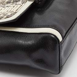 Diane Von Furstenberg Black/White Leather and Watersnake Highline Shoulder Bag