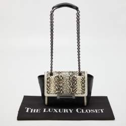 Diane Von Furstenberg Black/White Leather and Watersnake Highline Shoulder Bag