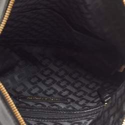 Diane Von Furstenberg Black Leopard Print Leather Fold Over Pouch