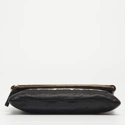 Diane Von Furstenberg Black Leopard Print Leather Fold Over Pouch