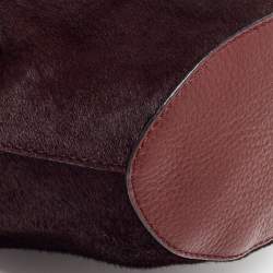 Diane Von Furstenberg Burgundy Calfhair and Leather Mini Love Power Drawstring Bucket Bag