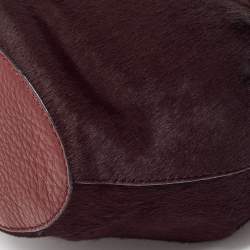 Diane Von Furstenberg Burgundy Calfhair and Leather Mini Love Power Drawstring Bucket Bag