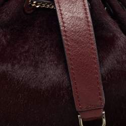 Diane Von Furstenberg Burgundy Calfhair and Leather Mini Love Power Drawstring Bucket Bag