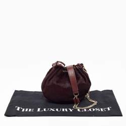 Diane Von Furstenberg Burgundy Calfhair and Leather Mini Love Power Drawstring Bucket Bag