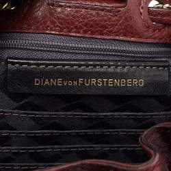 Diane Von Furstenberg Burgundy Calfhair and Leather Mini Love Power Drawstring Bucket Bag