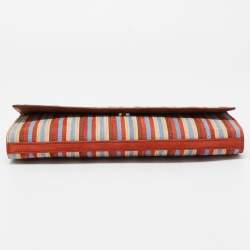 Pre Owned Diane Von Furstenberg Multicolor Suede Stripe East West Clutch