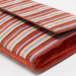 Pre Owned Diane Von Furstenberg Multicolor Suede Stripe East West Clutch