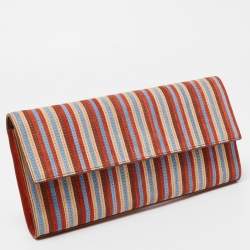 Pre Owned Diane Von Furstenberg Multicolor Suede Stripe East West Clutch