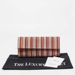 Pre Owned Diane Von Furstenberg Multicolor Suede Stripe East West Clutch