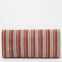 Pre Owned Diane Von Furstenberg Multicolor Suede Stripe East West Clutch