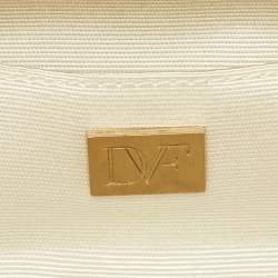Pre Owned Diane Von Furstenberg Gold Perforated Leather Box Chain Clutch