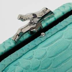  Diane Von Furstenberg Turquoise Python Embossed Leather Lytton Clutch