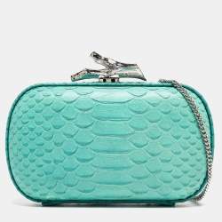  Diane Von Furstenberg Turquoise Python Embossed Leather Lytton Clutch