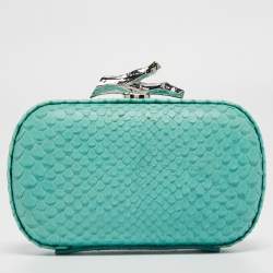  Diane Von Furstenberg Turquoise Python Embossed Leather Lytton Clutch