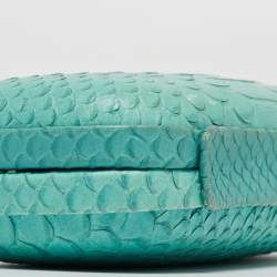  Diane Von Furstenberg Turquoise Python Embossed Leather Lytton Clutch