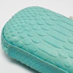  Diane Von Furstenberg Turquoise Python Embossed Leather Lytton Clutch