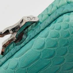  Diane Von Furstenberg Turquoise Python Embossed Leather Lytton Clutch