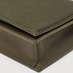 Diane Von Furstenberg Olive Green Satin and Leather Flap Chain Bag