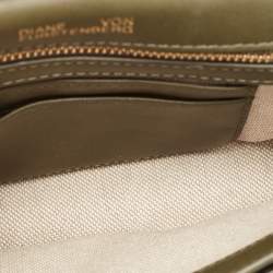 Diane Von Furstenberg Olive Green Satin and Leather Flap Chain Bag