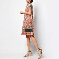 Diane Von Furstenberg Olive Green Satin and Leather Flap Chain Bag