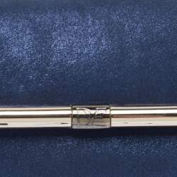 Pre Owned Diane Von Furstenberg Blue Glitter Suede Multicolor Leather Clutch