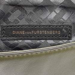 Pre Owned Diane Von Furstenberg Green Leather Fringe Flap Crossbody Bag
