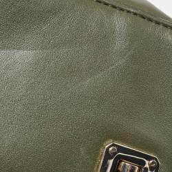 Pre Owned Diane Von Furstenberg Green Leather Fringe Flap Crossbody Bag