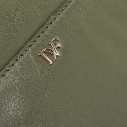 Pre Owned Diane Von Furstenberg Green Leather Fringe Flap Crossbody Bag