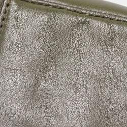 Pre Owned Diane Von Furstenberg Green Leather Fringe Flap Crossbody Bag