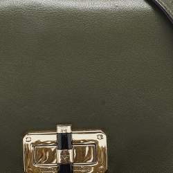 Pre Owned Diane Von Furstenberg Green Leather Fringe Flap Crossbody Bag
