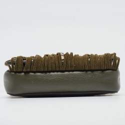 Pre Owned Diane Von Furstenberg Green Leather Fringe Flap Crossbody Bag