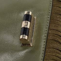 Pre Owned Diane Von Furstenberg Green Leather Fringe Flap Crossbody Bag