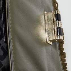 Pre Owned Diane Von Furstenberg Green Leather Fringe Flap Crossbody Bag