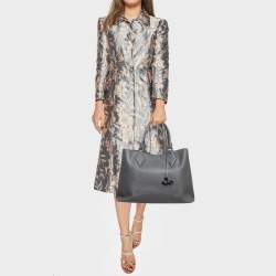 Pre Owned Diane Von Furstenberg Grey Saffiano Leather Large Voyager Carryall Tote