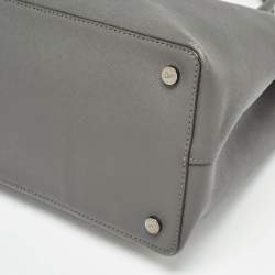 Pre Owned Diane Von Furstenberg Grey Saffiano Leather Large Voyager Carryall Tote