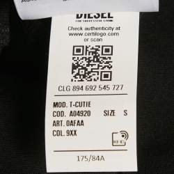 Pre Owned Diesel Black Printed Jersey T-Shirt S