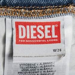 Pre Owned شورت ديزل دنيم أزرق بتفاصيل الشعار مقاس صغير (سمول)