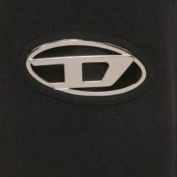 مملوكة مسبقًا Diesel Black Logo Detail Rib Knit Mock Neck Mini Dress S