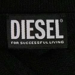 مملوكة مسبقًا Diesel Black Logo Detail Rib Knit Mock Neck Mini Dress S