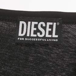 Pre Owned Diesel Black Ripped Neck Jersey T-Shirt S