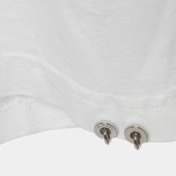 Pre Owned تي شيرت ديزل أبيض بجيرسي بتفاصيل ممزقة مقاس صغير