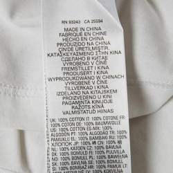 Pre Owned تي شيرت ديزل أبيض بجيرسي بتفاصيل ممزقة مقاس صغير